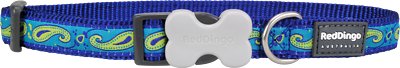 Red Dingo Designer Paisley Dog Collar, Blue/Green, Medium