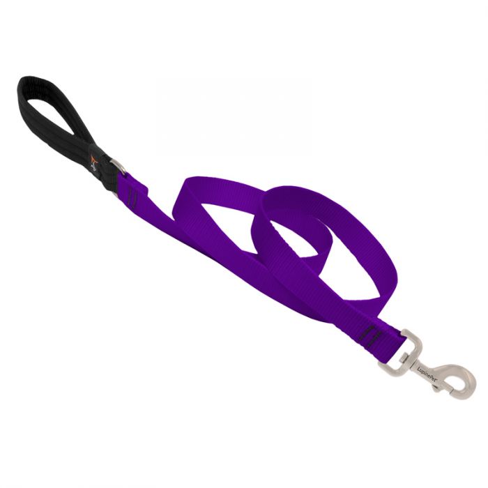 Lupine Pet Basic Solids Dog Leash, Purple, 1-in x 6-ft