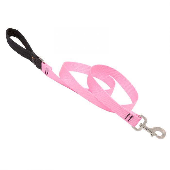 Lupine Pet Basic Solids Dog Leash, Pink, 1-in x 4-ft