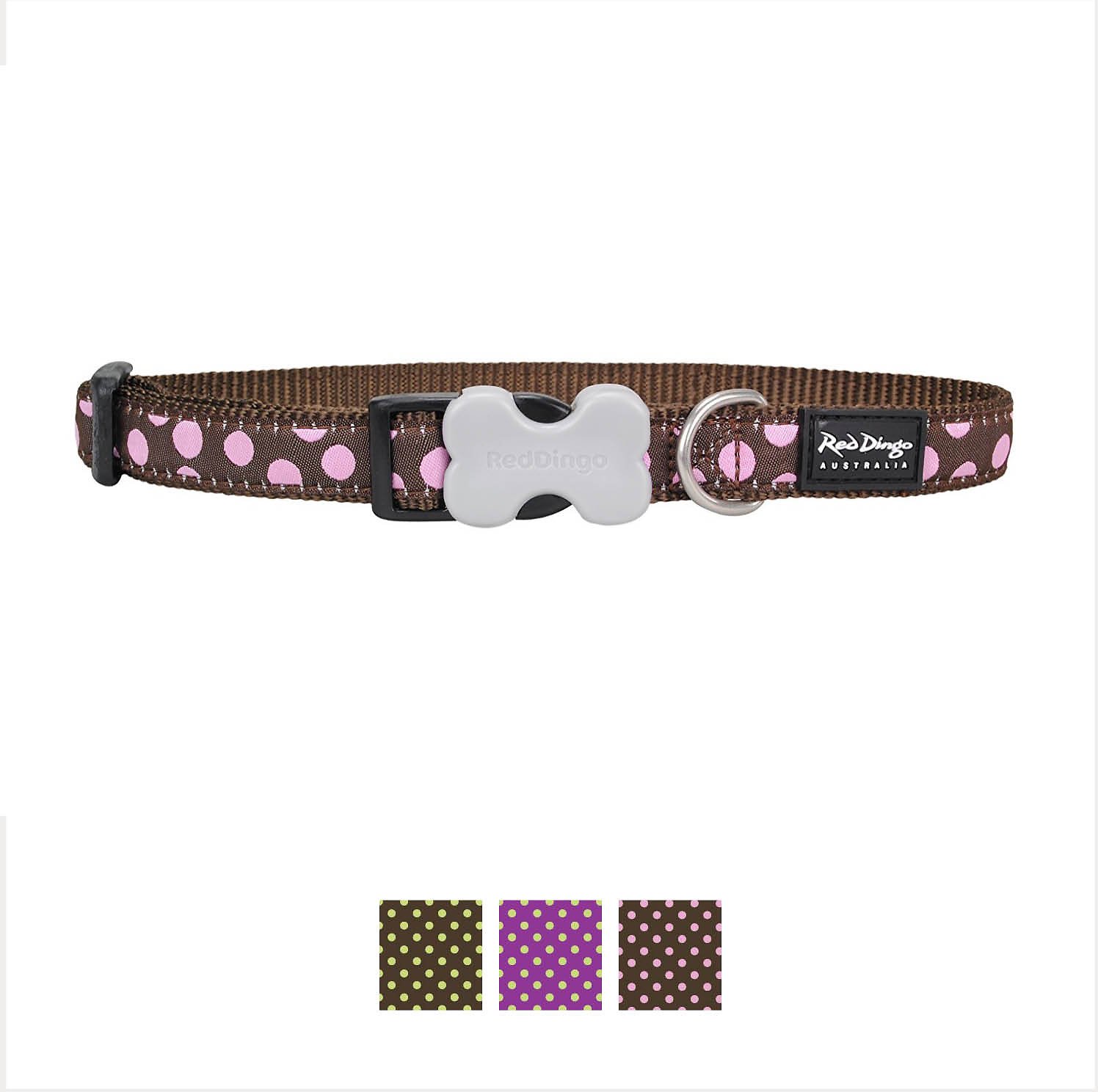 Red Dingo Designer Spots Dog Collar, Pink/Brown