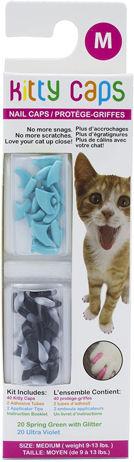 Kitty Caps Cat Nail Caps, Black & Blue, Medium