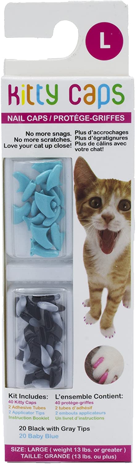 Kitty Caps Cat Nail Caps, Black & Blue, Large