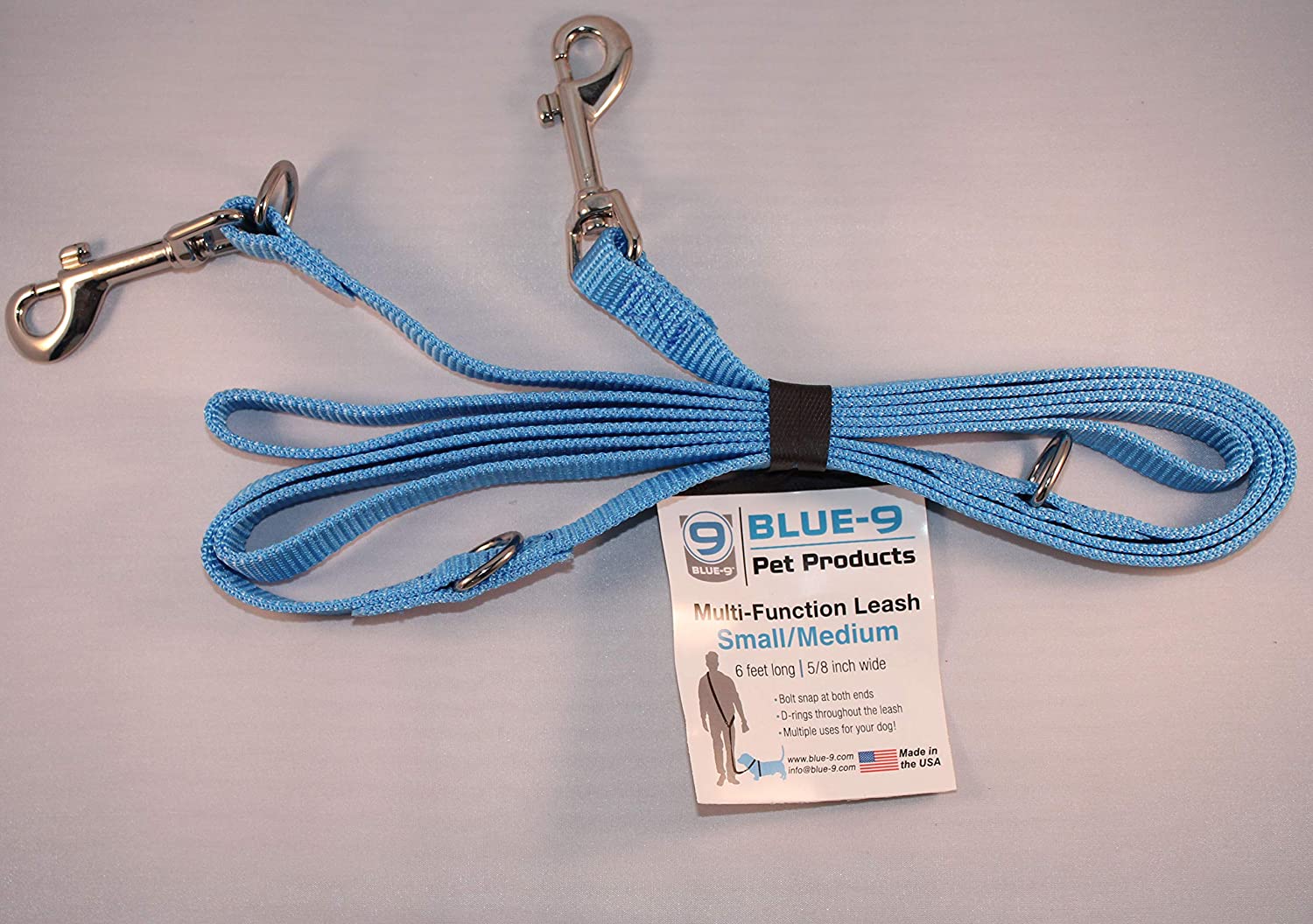 Blue-9 Multi-Function Dog Leash, Sky Blue