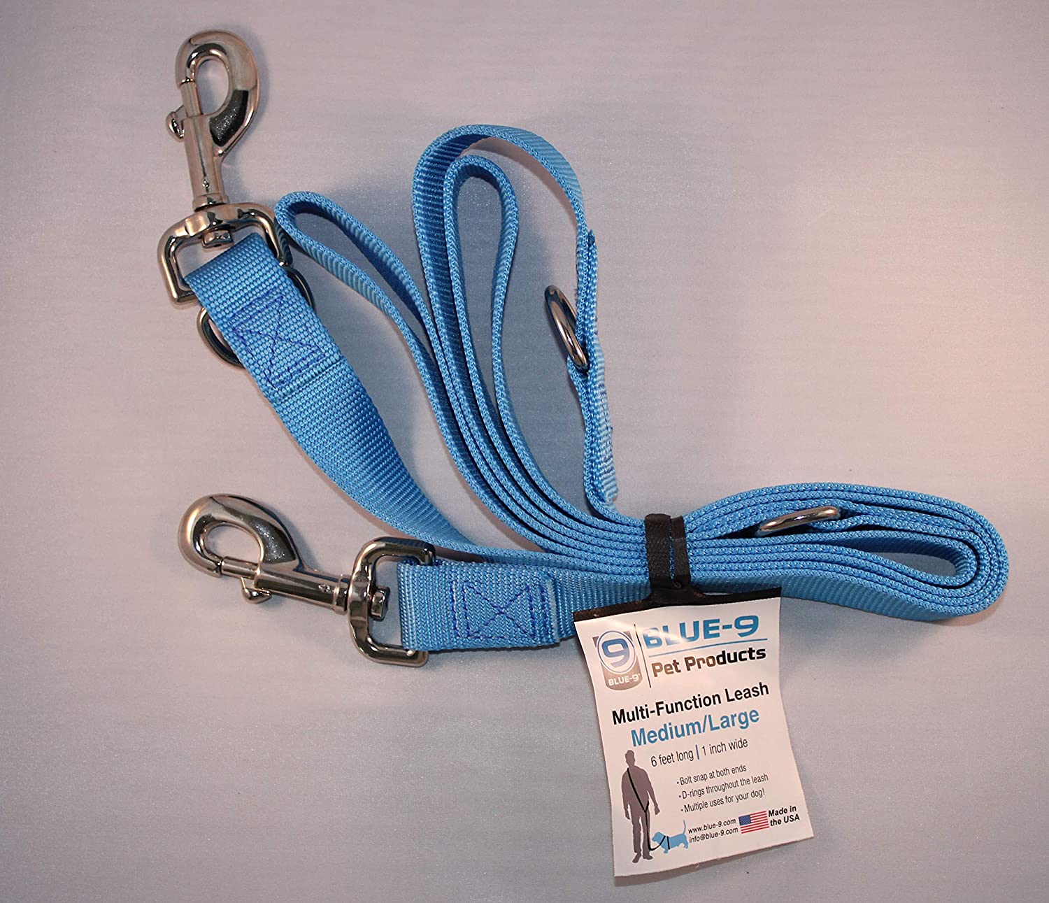 Blue-9 Multi-Function Dog Leash, Sky Blue, Medium/Large