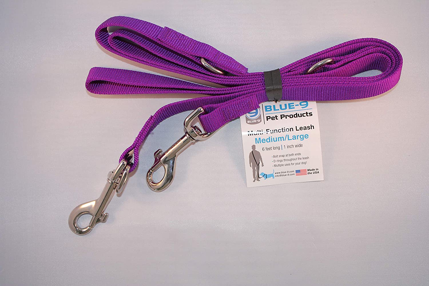 Blue-9 Multi-Function Dog Leash, Purple