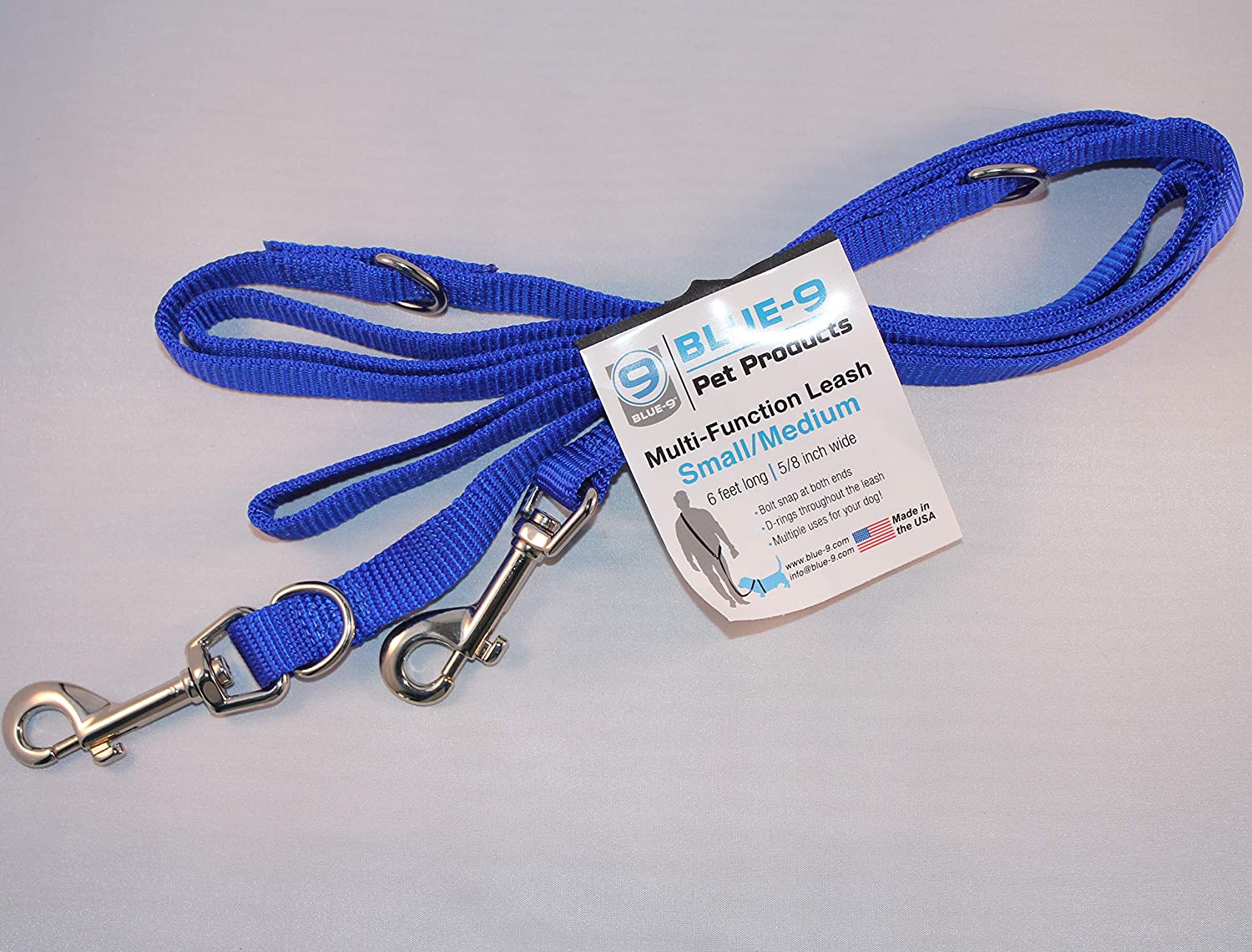 Blue-9 Multi-Function Dog Leash, Blue, Small/Medium