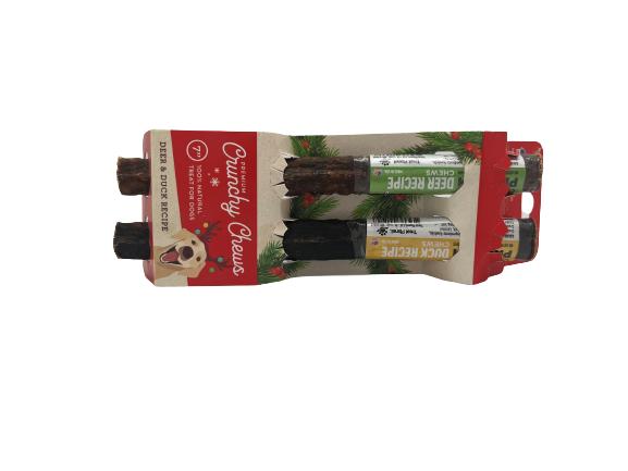 Etta Says! Holiday Premium Crunchy Chews Deer & Duck Dog Treats, 7-in, 2-pk (Size: 7-in. 2-pk)