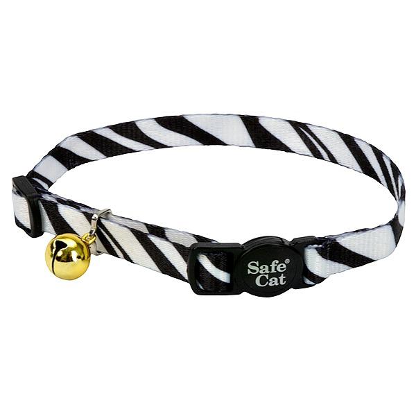 Safe Cat Fashion Breakaway Cat Collar, Zebra, 12-in