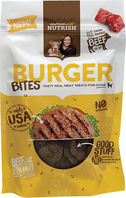 Rachael Ray Nutrish Grain Free Burger Bites, Beef Burger with Bison Dog Treats, 12-oz