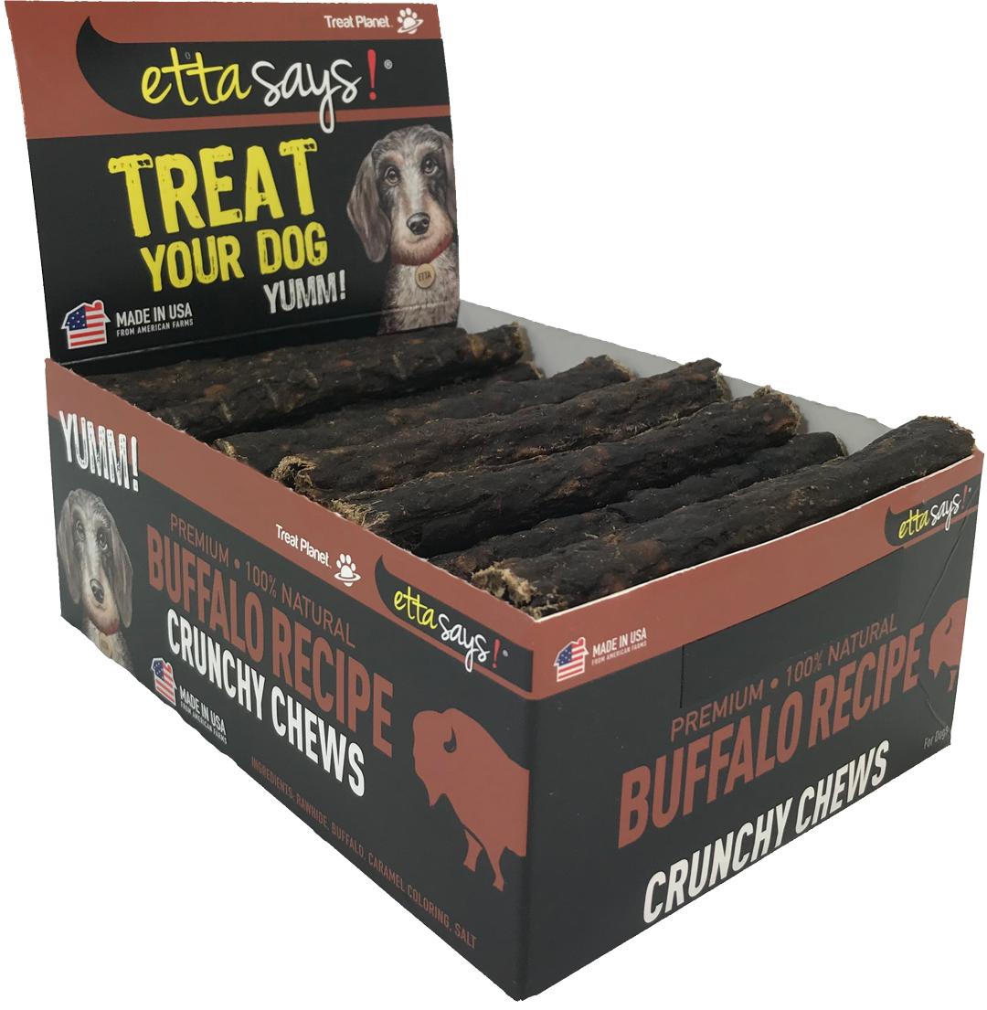 Etta Says! Premium Crunchy Buffalo Chews Dog Treats, 4.5-in