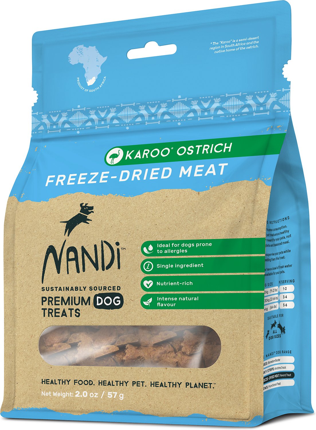 Nandi Karoo Ostrich Freeze-Dried Dog Treats, 2-oz (Size: 2-oz)
