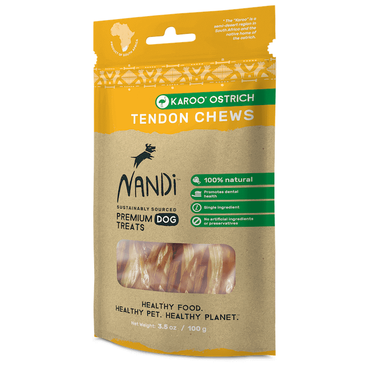 Nandi Karoo Ostrich Tendon Dog Treats, 3.5-oz