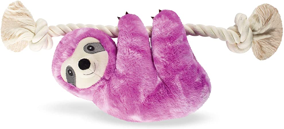 Pet Shop by Fringe Studio Sloth On A Rope Plush Dog Toy, Purple