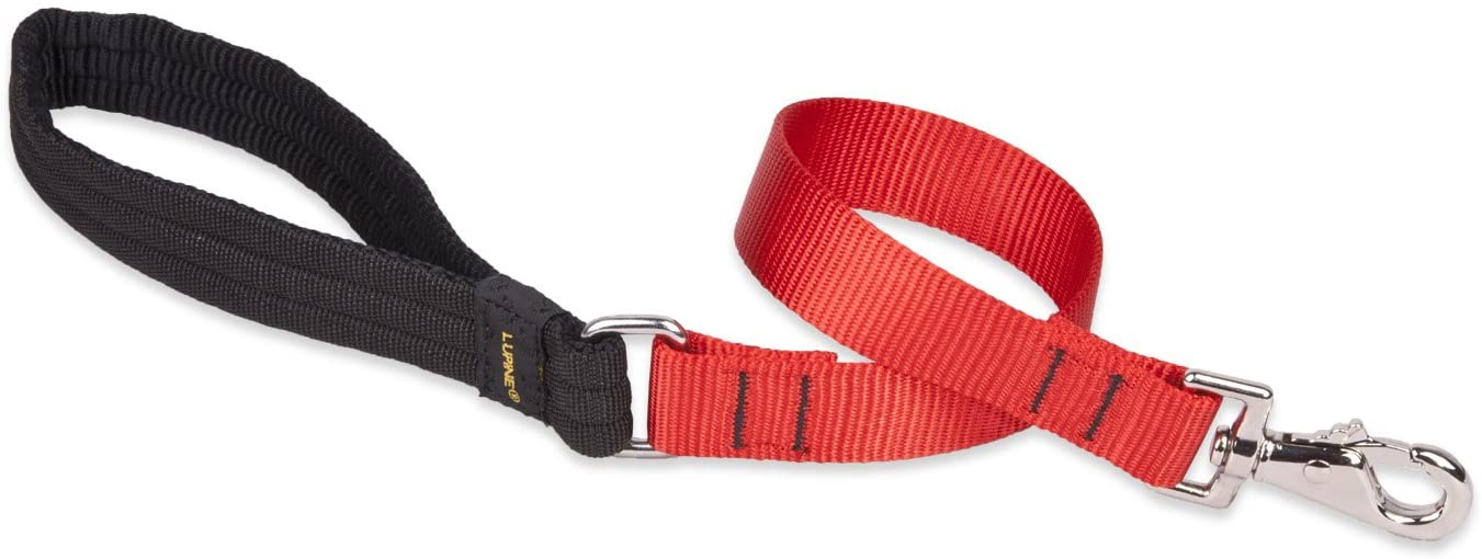 Lupine Pet Basic Solids Traffic Dog Leash, Red, 1-in x 2-ft (**) (Size: 1-in x 2-ft)