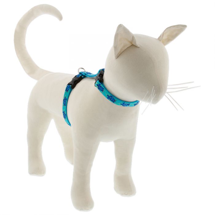 Lupine Pet Original Designs H-Style Cat Harness, Turtle Reef, 1/2-in x 9-14-in