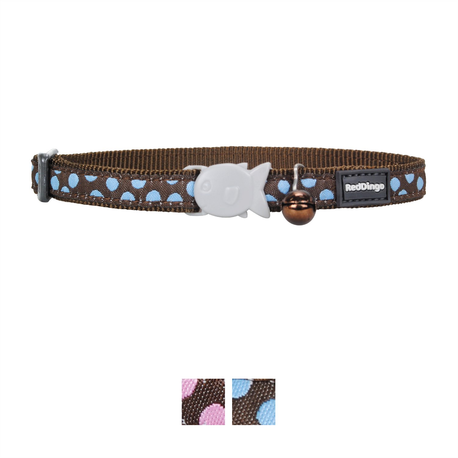 Red Dingo Spots Cat Collar, Blue/Brown