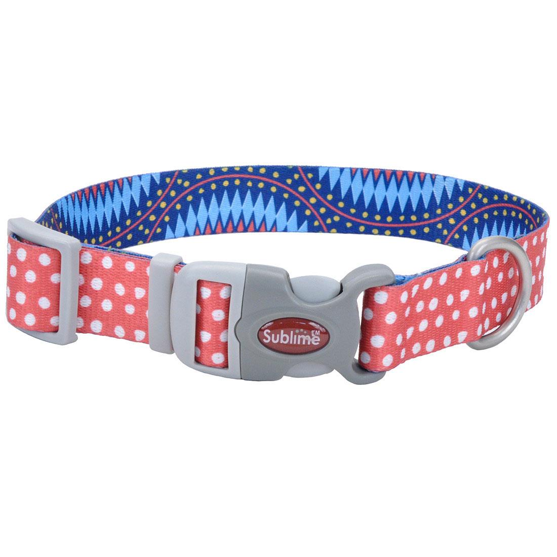 Sublime Adjustable Dog Collar, Dots Blue Diamond, 1.5-in x 18-26-in
