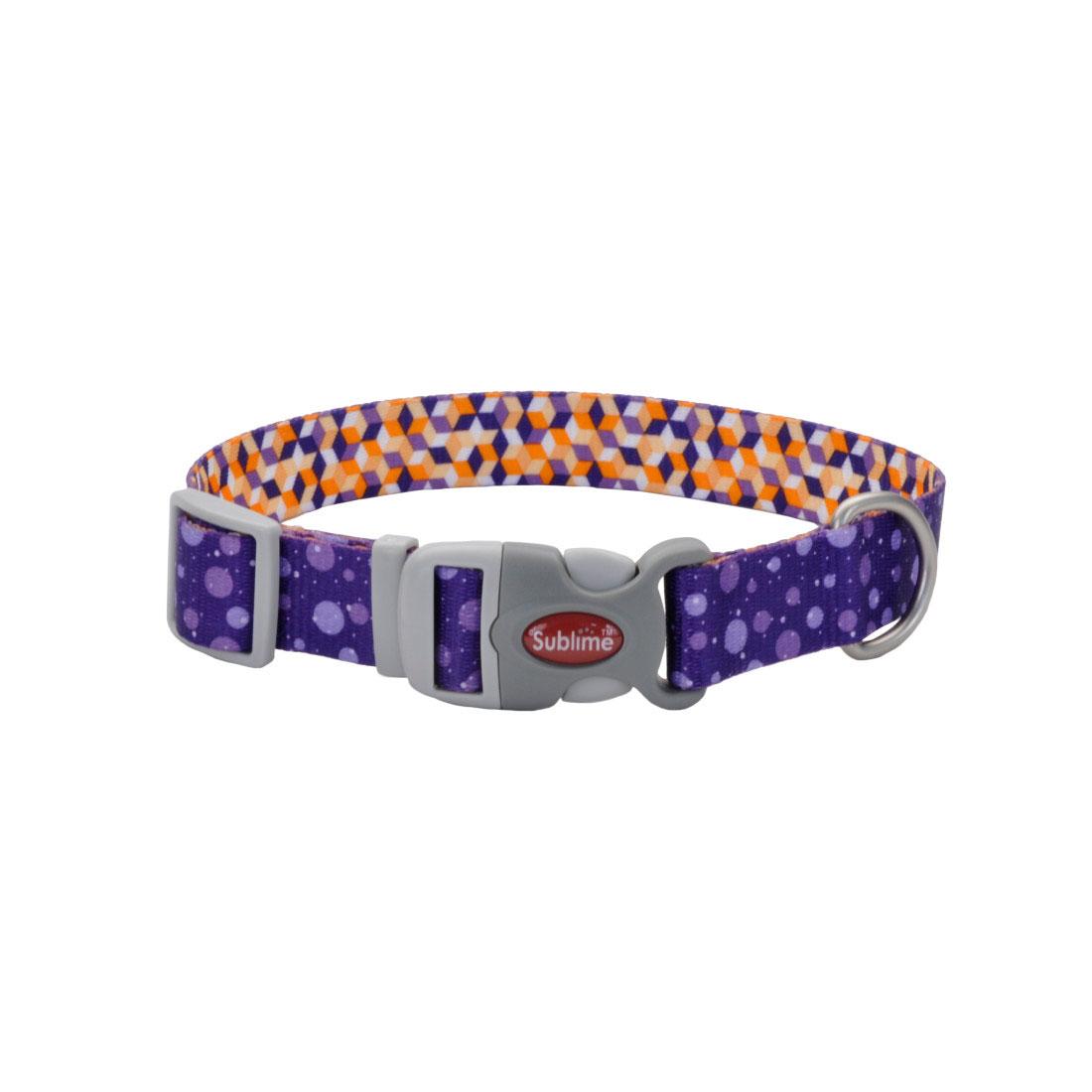 Sublime Adjustable Dog Collar, Purple Rain Drops, 1.5-in x 18-26-in