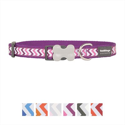 Red Dingo Reflective Ziggy Dog Collar, Purple, Medium
