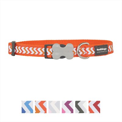 Red Dingo Reflective Ziggy Dog Collar, Orange, Large