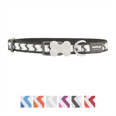 Red Dingo Reflective Ziggy Dog Collar, Black, Large