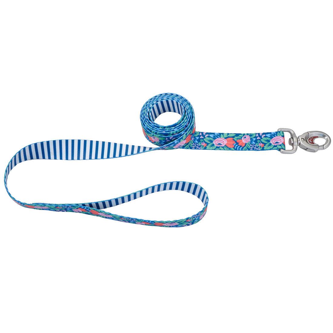 Sublime Dog Leash, Flower Teal Stripe, 1-in x 6-ft