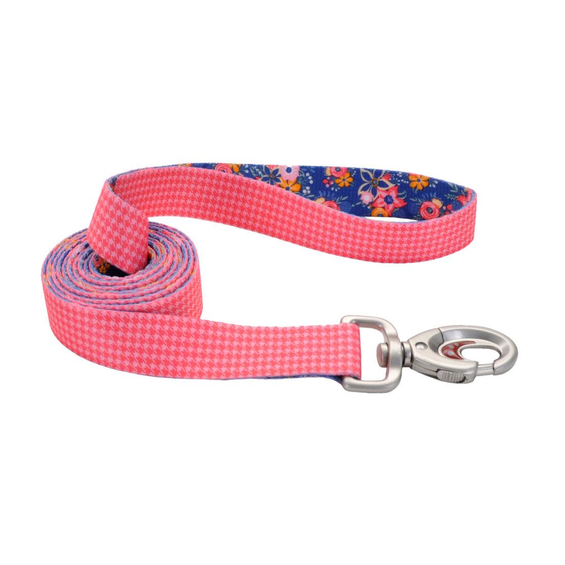 Sublime Dog Leash, Pink Houndstooth, 1-in x 6-ft