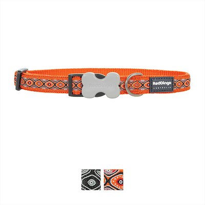 Red Dingo Designer Snake Eyes Dog Collar, Orange, X-Small
