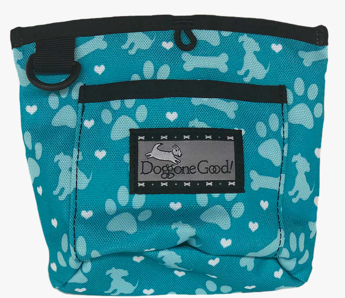The Doggone Good! Clicker Company Trek & Train Bag, Jade Hearts/Paws