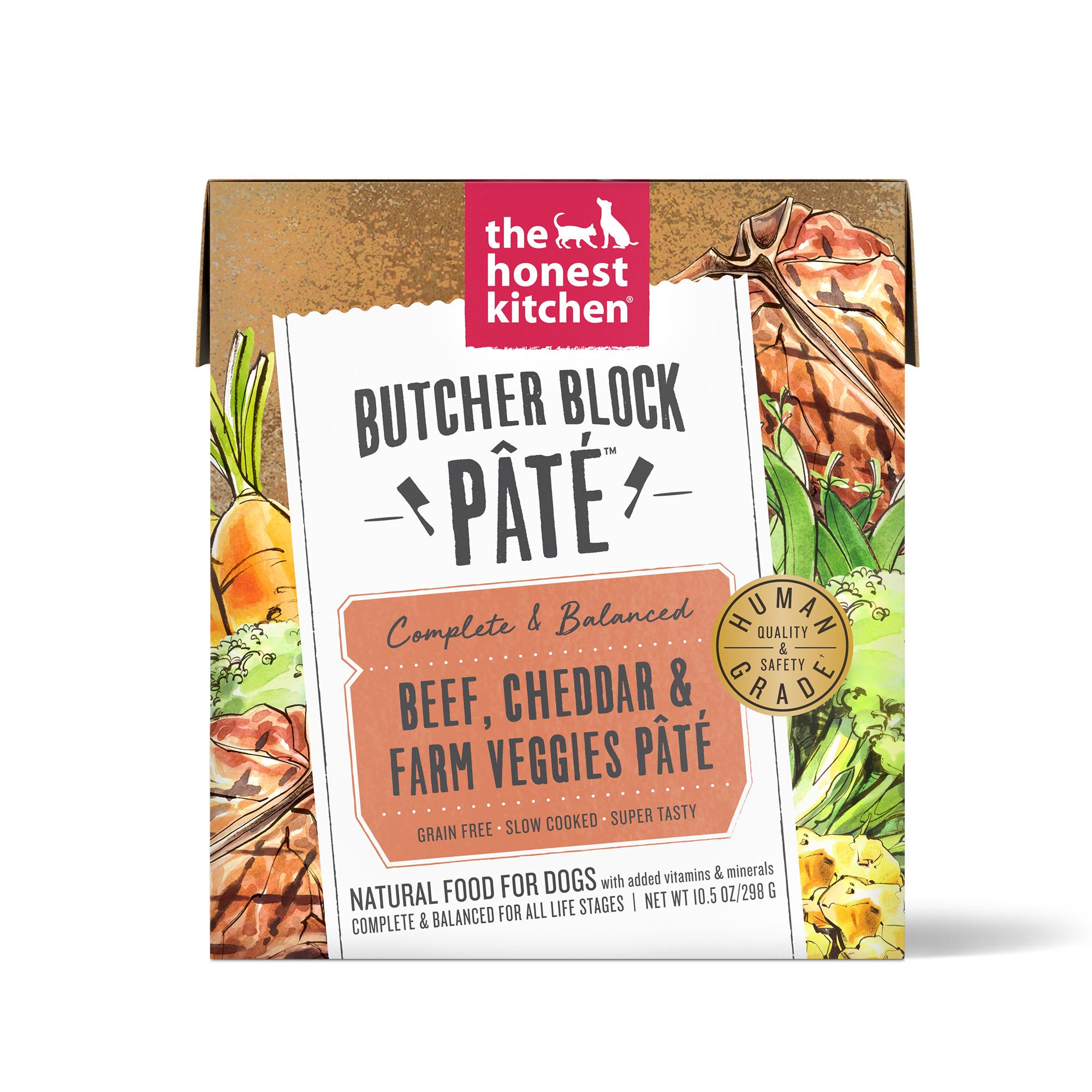 The Honest Kitchen Butcher Block Pate Beef, Cheddar & Farm Veggies Wet Dog Food, 10.5-oz