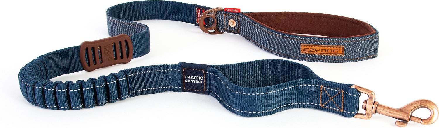 EzyDog Zero Shock Absorbing Dog Leash, Denim, 48-in