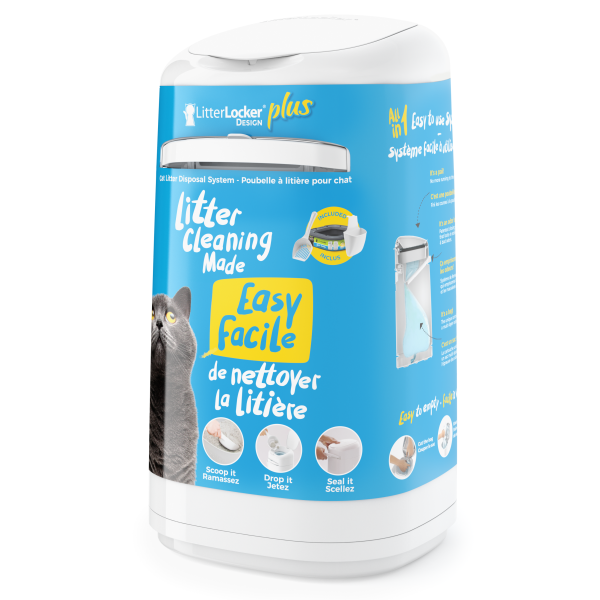 LitterLocker Cat Litter Disposal System + Refill – Odor-Locking Pail With Scoop & Holder (Blue)
