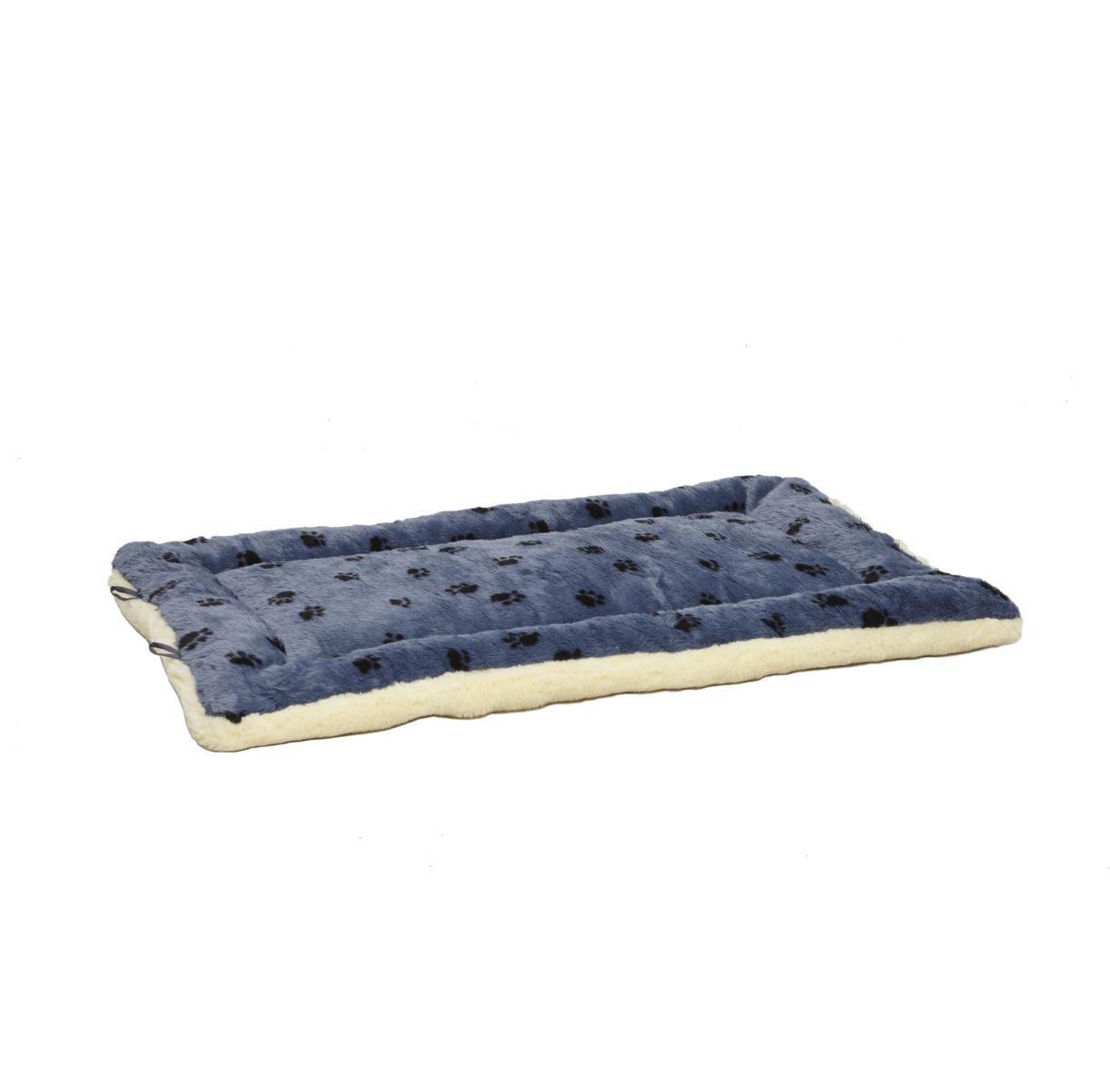 MidWest Quiet Time Reversible Fleece Pet Bed, Blue Paw Print, 48-in