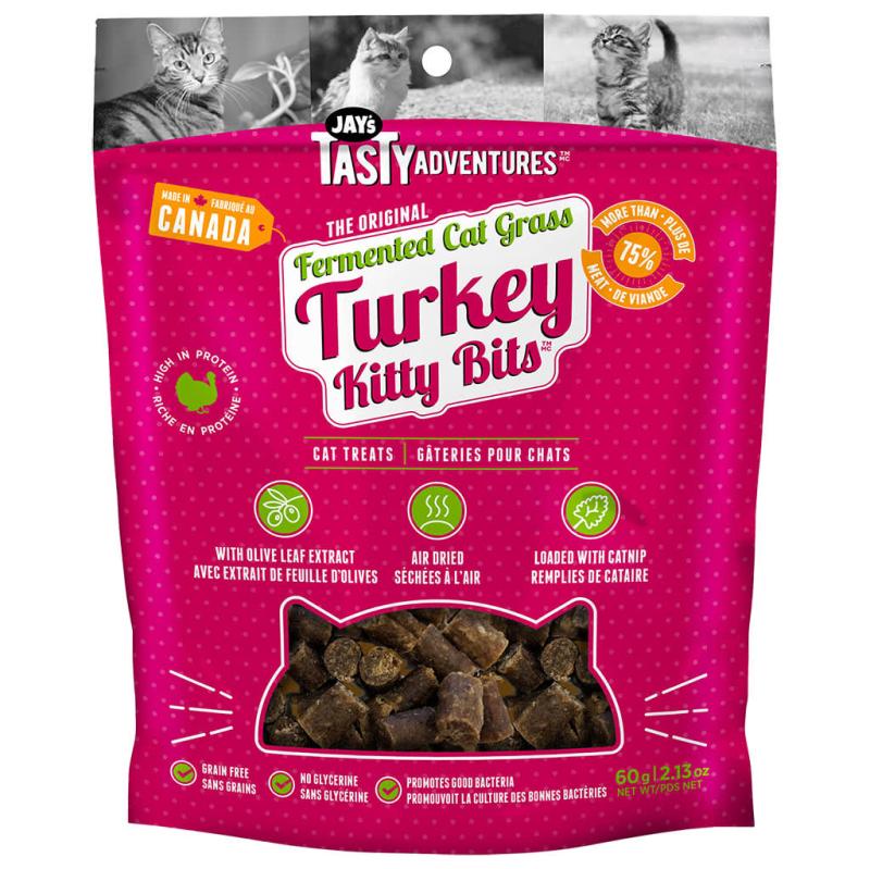 Jay's Fermented Grass Turkey Kitty Bits Cat Treats, 60-gram (Size: 60-gram)