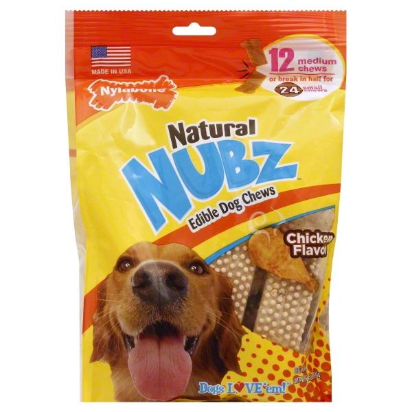 Nylabone Edibles Natural Nubz Chicken Flavor Dog Chew Toy, Medium, 12-pk