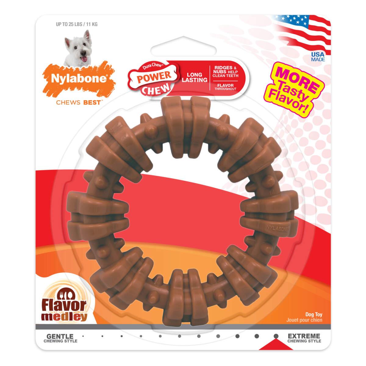 Nylabone Power Chew Textured Ring Medley Flavored Dog Toy, Regular