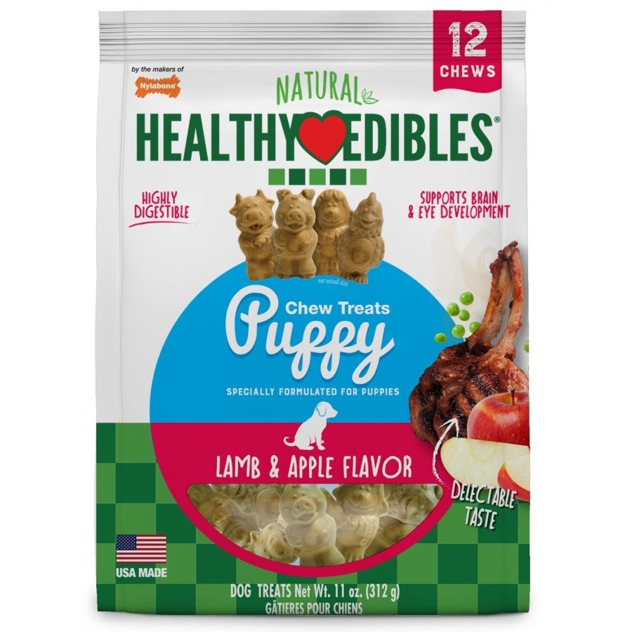 Nylabone Healthy Edibles Puppy Pals Lamb & Apple Dog Treats, 12-count