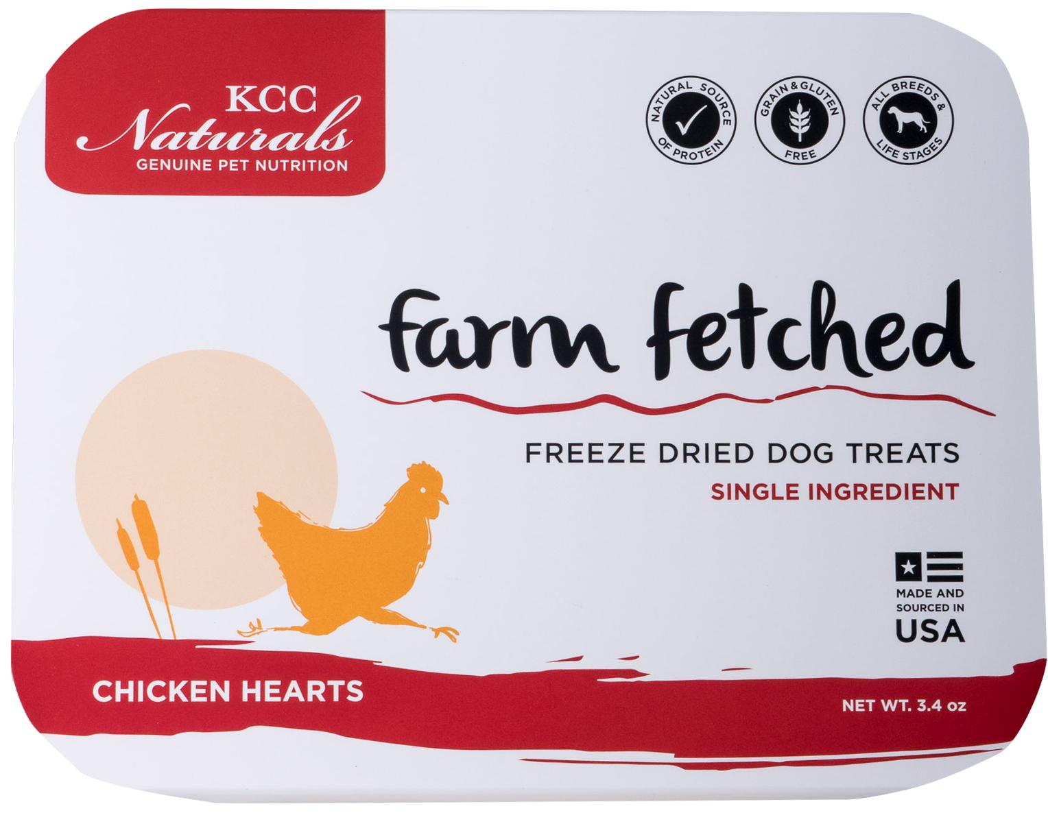 KCC Naturals Farm Fetched Chicken Heart Freeze-Dried Dog Treats, 1-oz