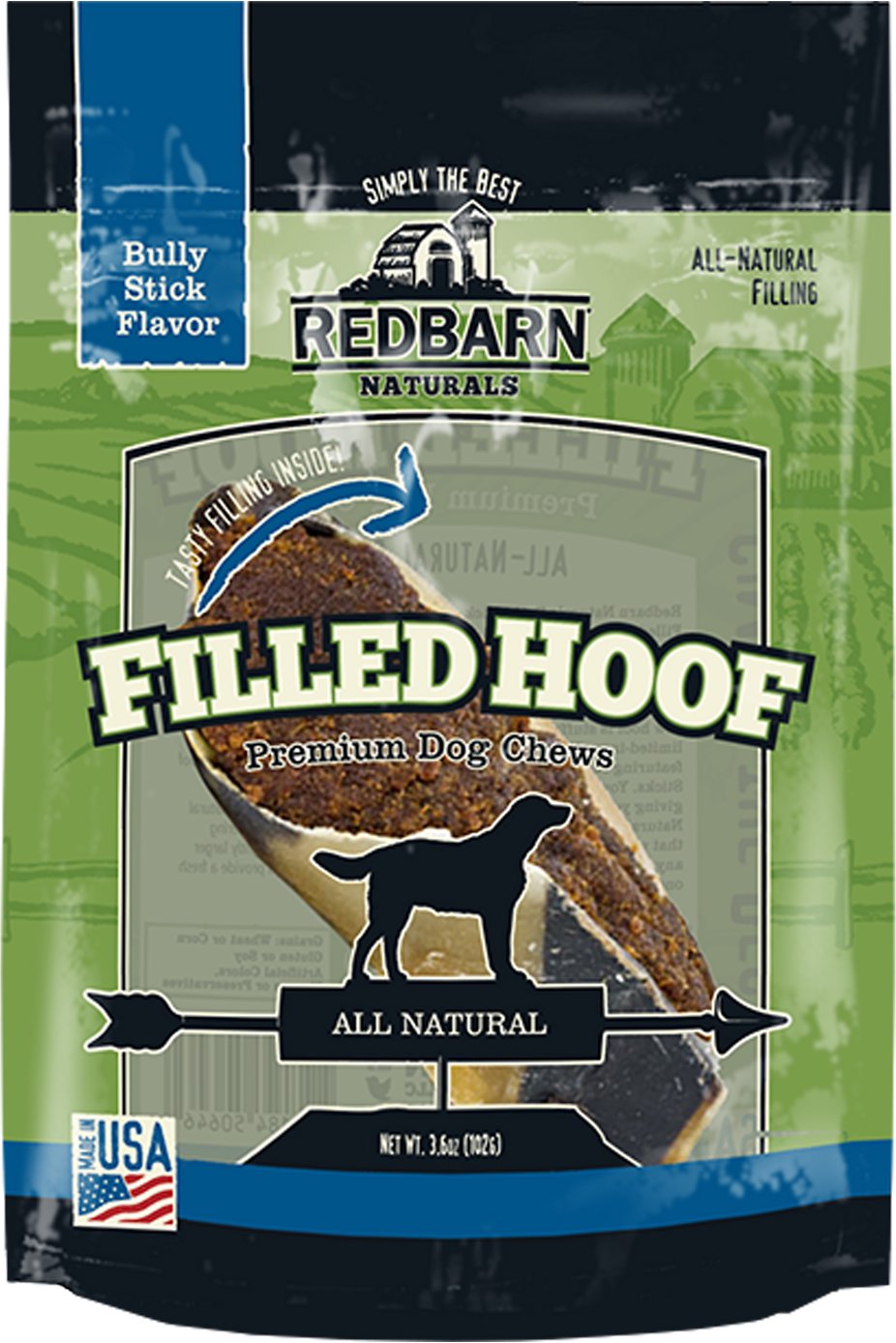 Redbarn Bully Stick Filled Natural Cow Hooves Dog Treats