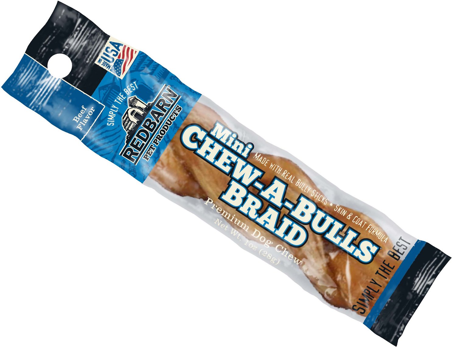 Redbarn Chew-A-Bulls Mini Braid Beef Flavor Dog Treat, 1-count