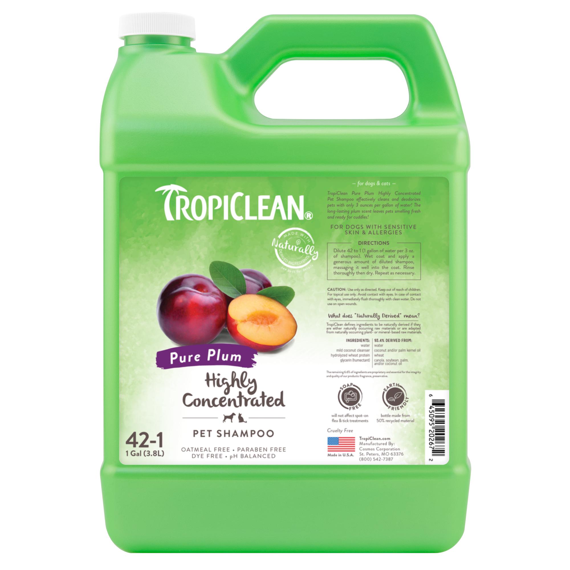 Tropiclean Pure Plum High Concentrate Pet Shampoo, 1-gal