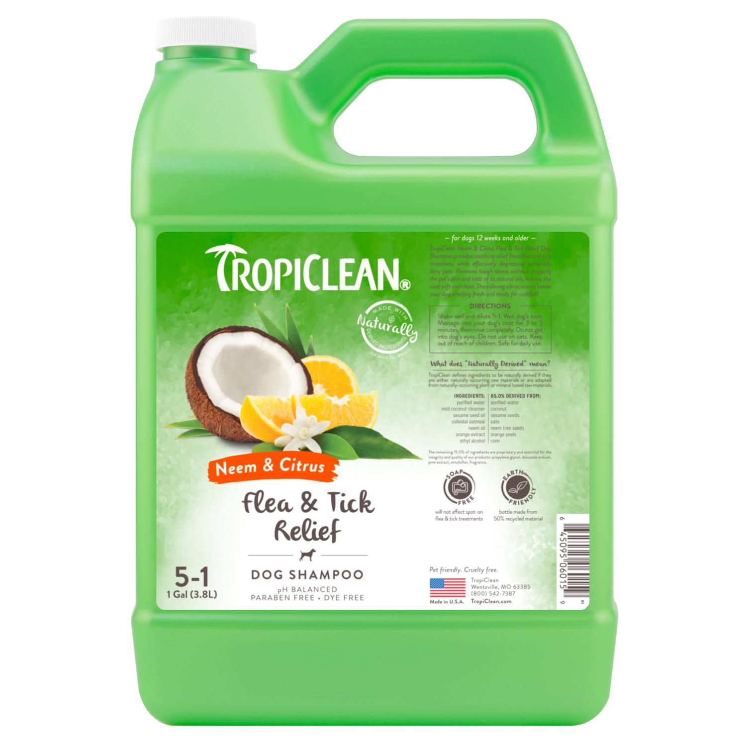 Tropiclean Neem & Citrus Flea & Tick Relief Dog Shampoo, 1-gal