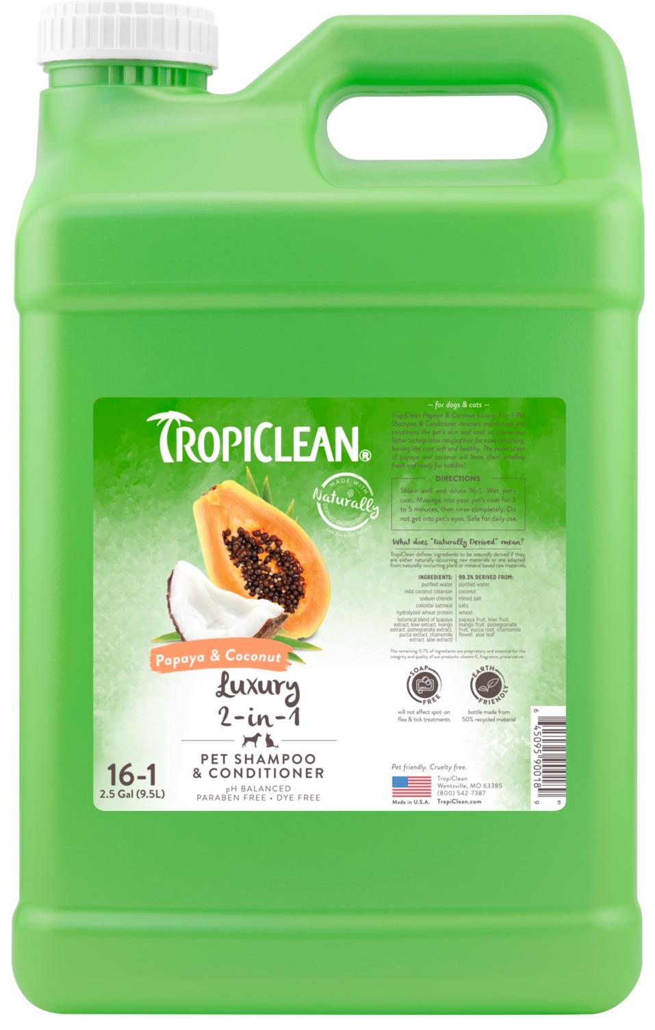 Tropiclean Papaya & Coconut Luxury 2-in-1 Pet Shampoo & Conditioner