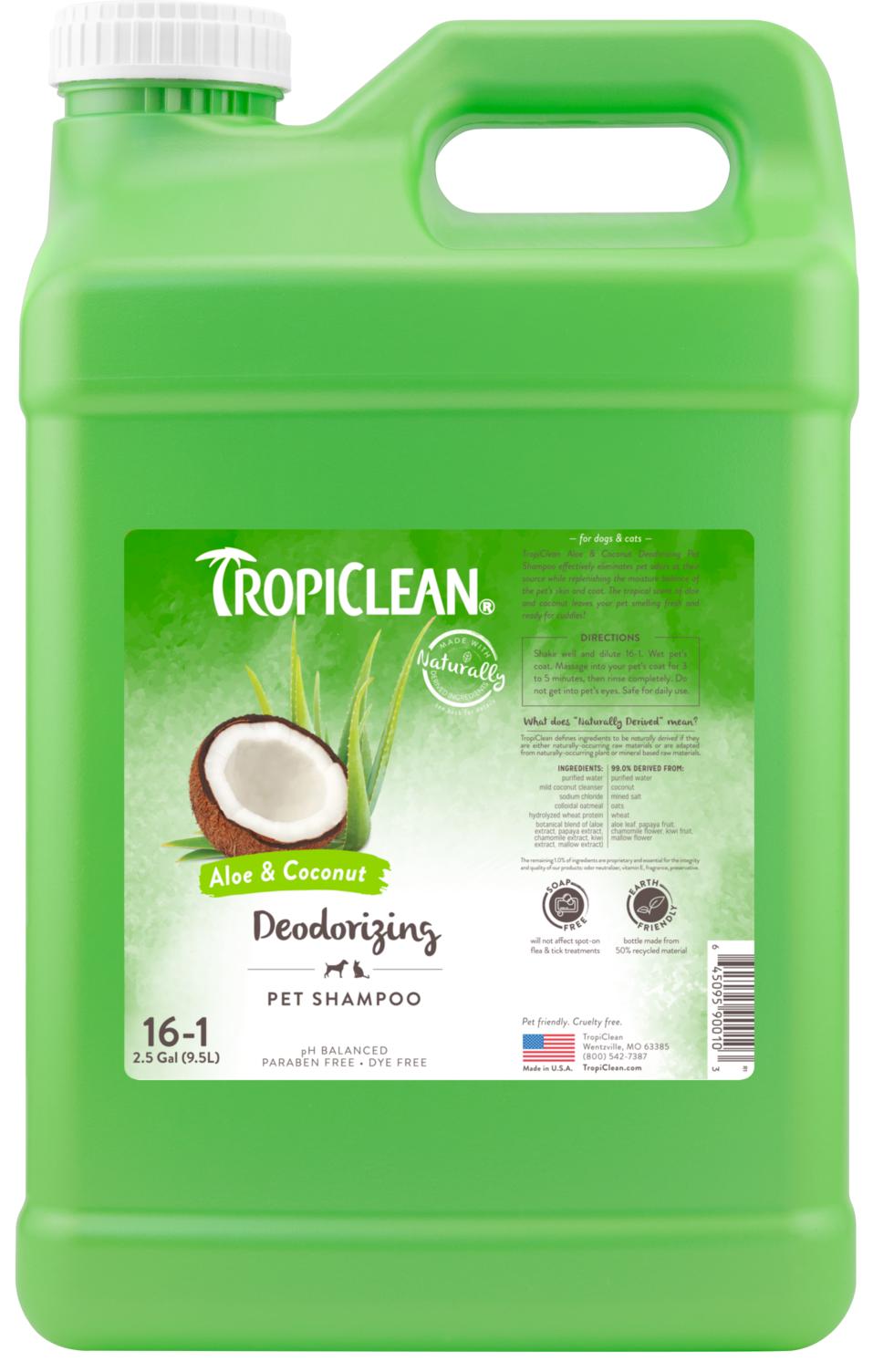 Tropiclean Aloe & Coconut Deodorizing Pet Shampoo, 2.5-gal
