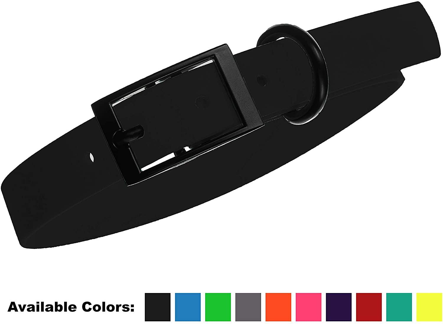 Dogline Biothane Waterproof Dog Collar, Black, 1-in x 18-22-in