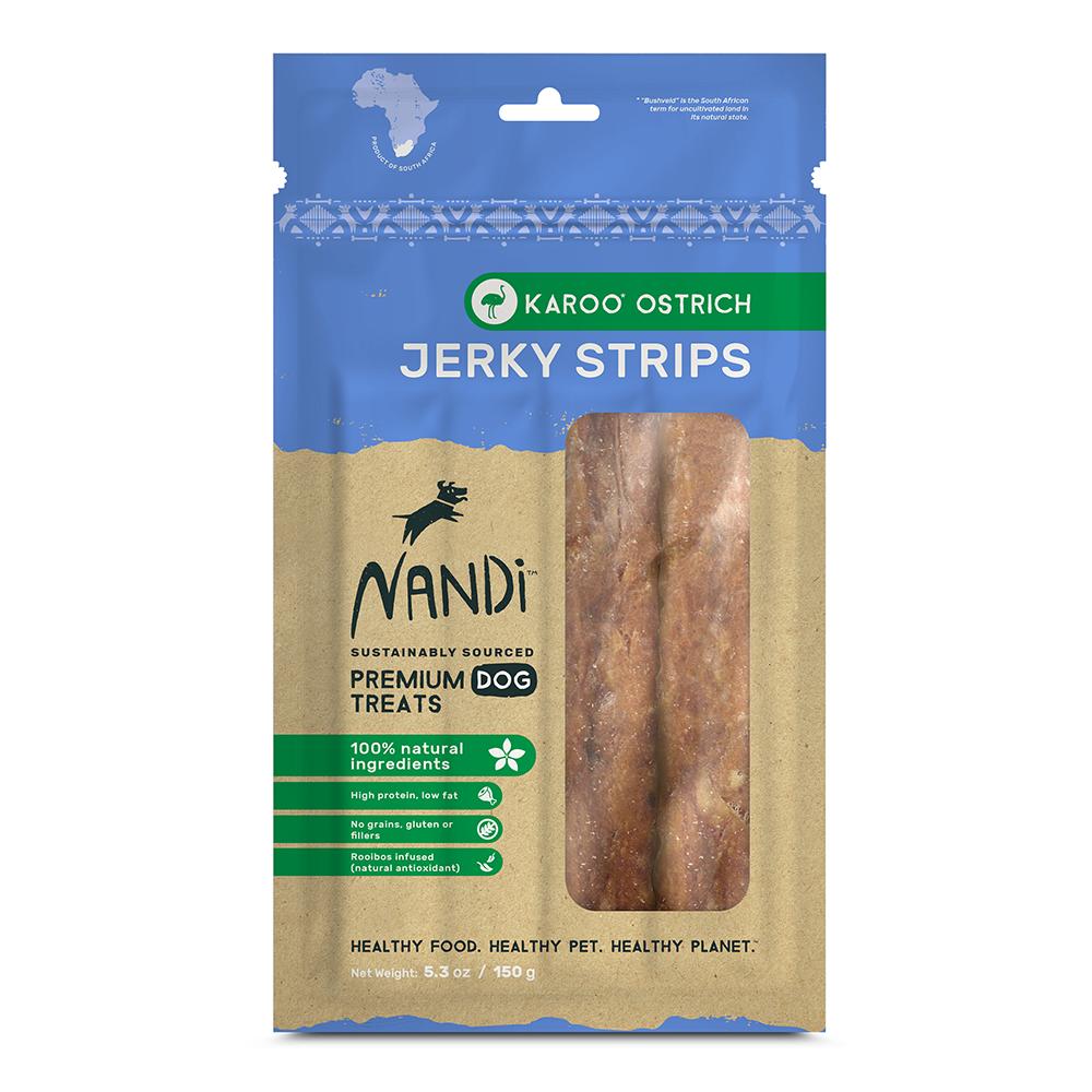 Nandi Karoo Ostrich Jerky Strips Dog Treats, 5.3-oz