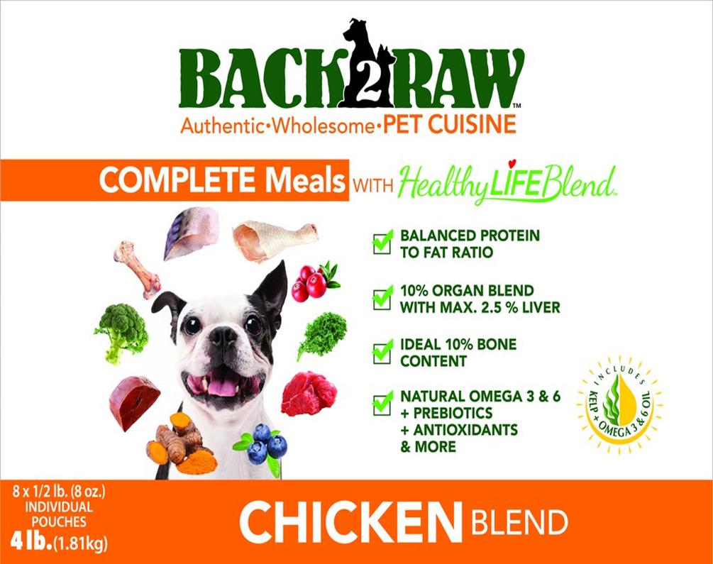 Back2Raw Complete Meals Chicken Blend Frozen Dog Food, 4-lb