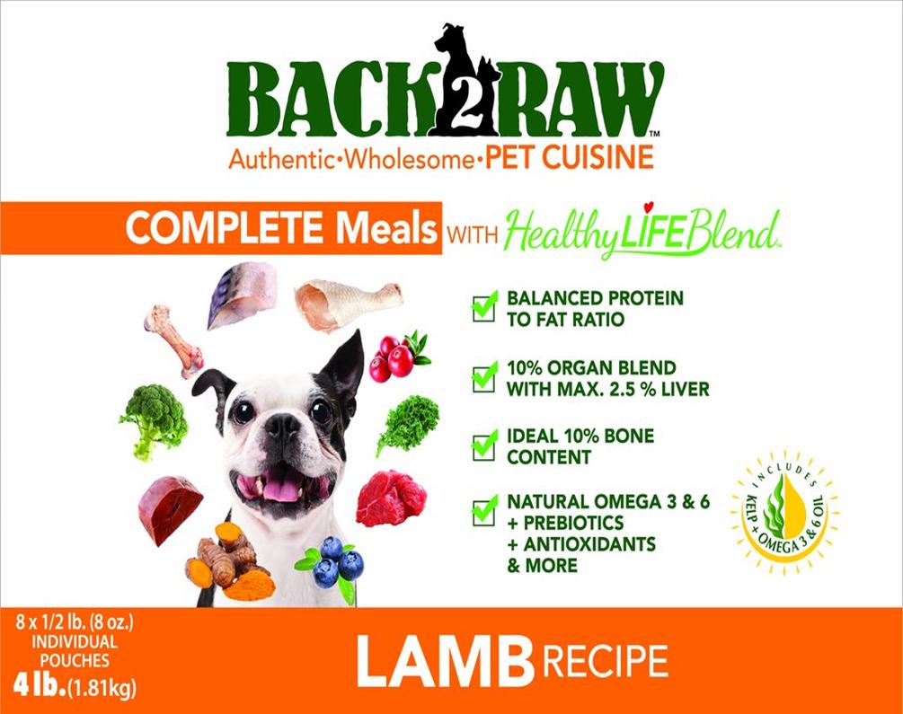 Back2Raw Complete Meals Lamb Recipe Frozen Dog Food, 4-lb