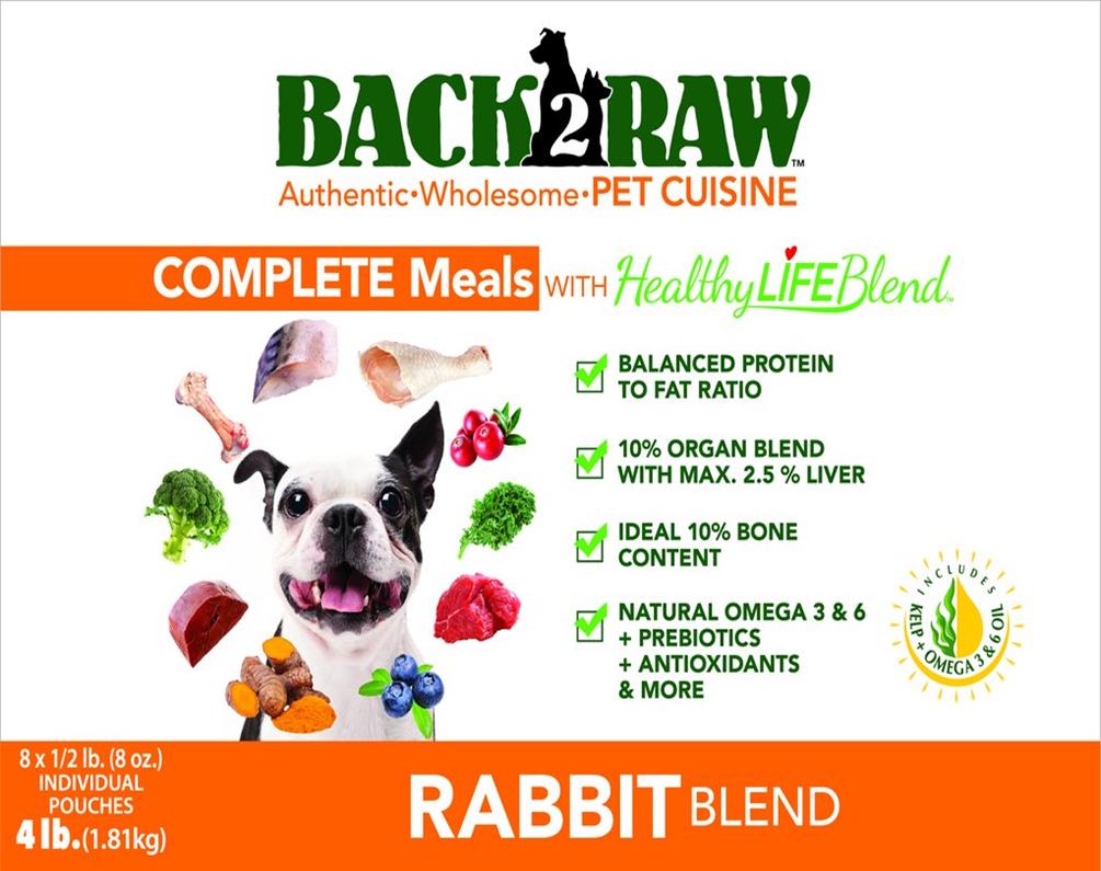 Back2Raw Complete Meals Rabbit Blend Frozen Dog Food, 4-lb