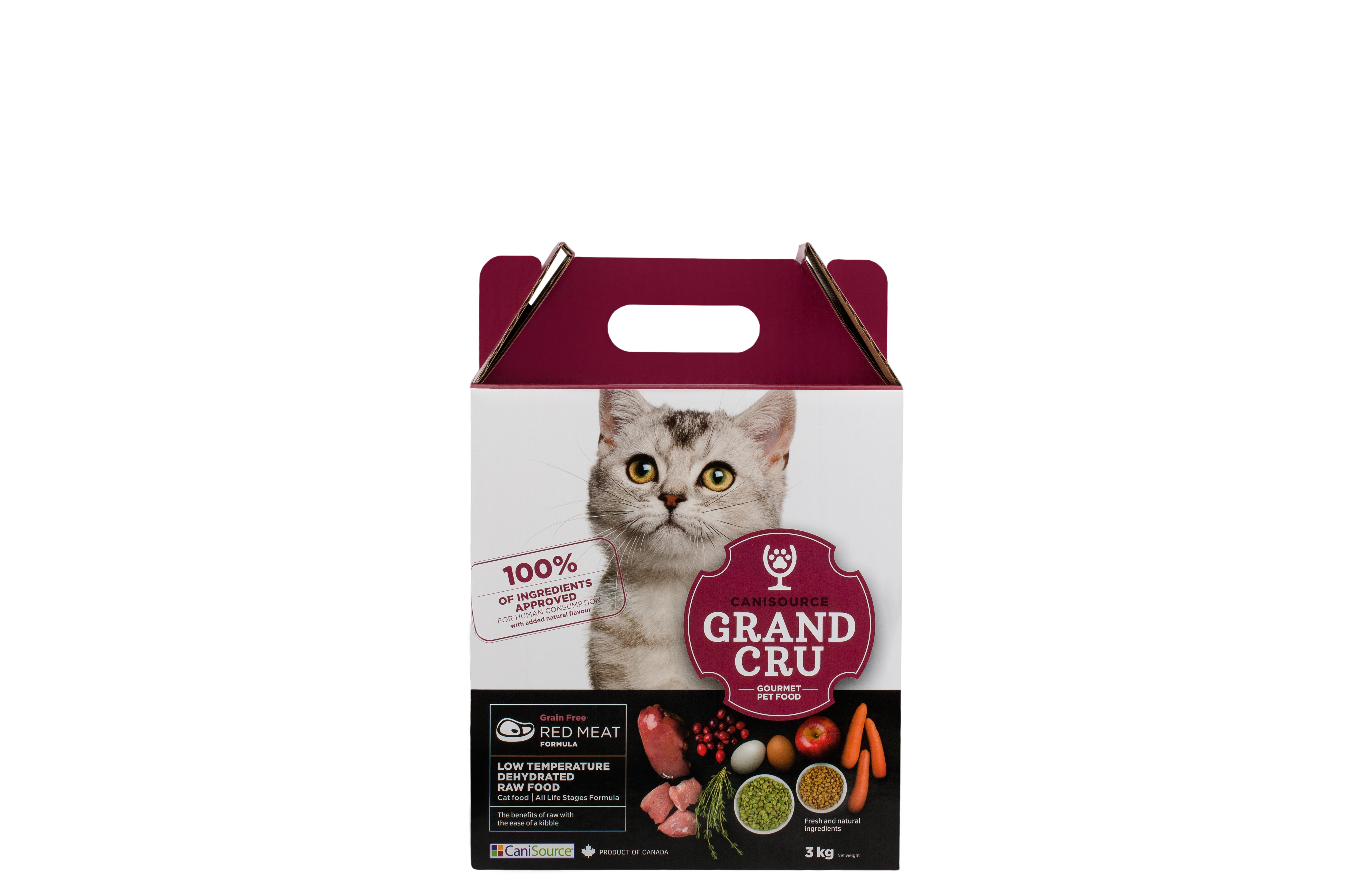 CaniSource Grand Cru Red Meat Grain-Free Dehydrated Cat Food, 3-kg